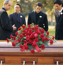 Crimson Farewell Casket Accent