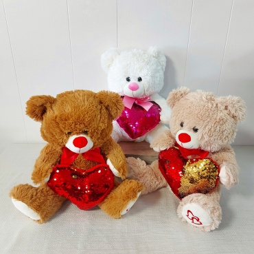 Sparkle Sequin Heart Bear