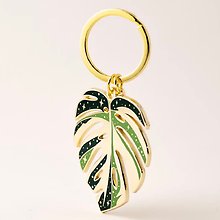 Monstera Thai Constellation Plant Keychain Charm