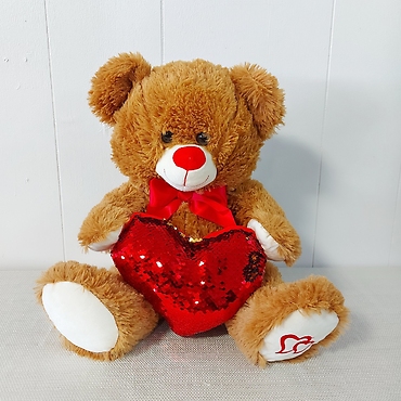 Sparkle Sequin Heart Bear