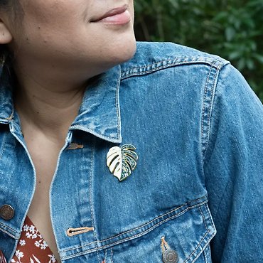 Variegated Monstera Albo Plant Enamel Lapel Pin