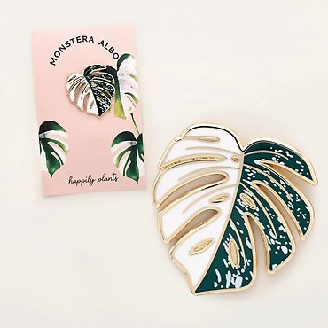 Variegated Monstera Albo Plant Enamel Lapel Pin