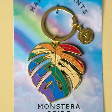 Monstera Keychain & Bag Charm, Rainbow