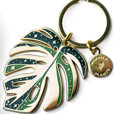Monstera Thai Constellation Plant Keychain Charm
