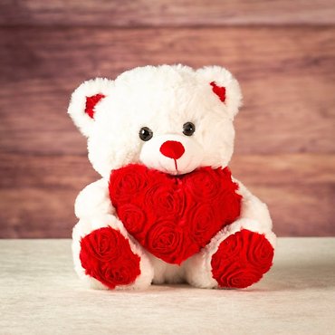 10\" Sitting Rosy Heart Bear
