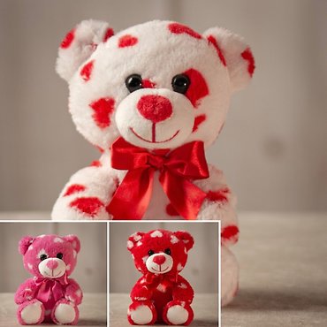 7.5\" Heart Print Bear