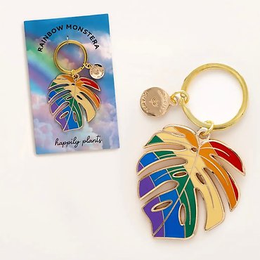 Monstera Keychain & Bag Charm, Rainbow